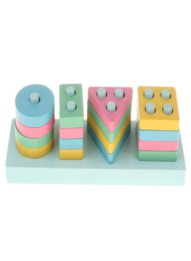 KPS Wooden 4 Angle Geometric Building Block | Stacker & Sorter Column Puzzle Stacking Toy Set for Kids | Educational & Learning & Improve Intelligence Toy (Set of 1,Multicolor) - Image 1